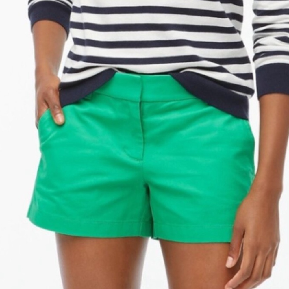 J. Crew Broken-In Chino Shorts 100% Cotton Grass Green Preppy Costal Women's 10